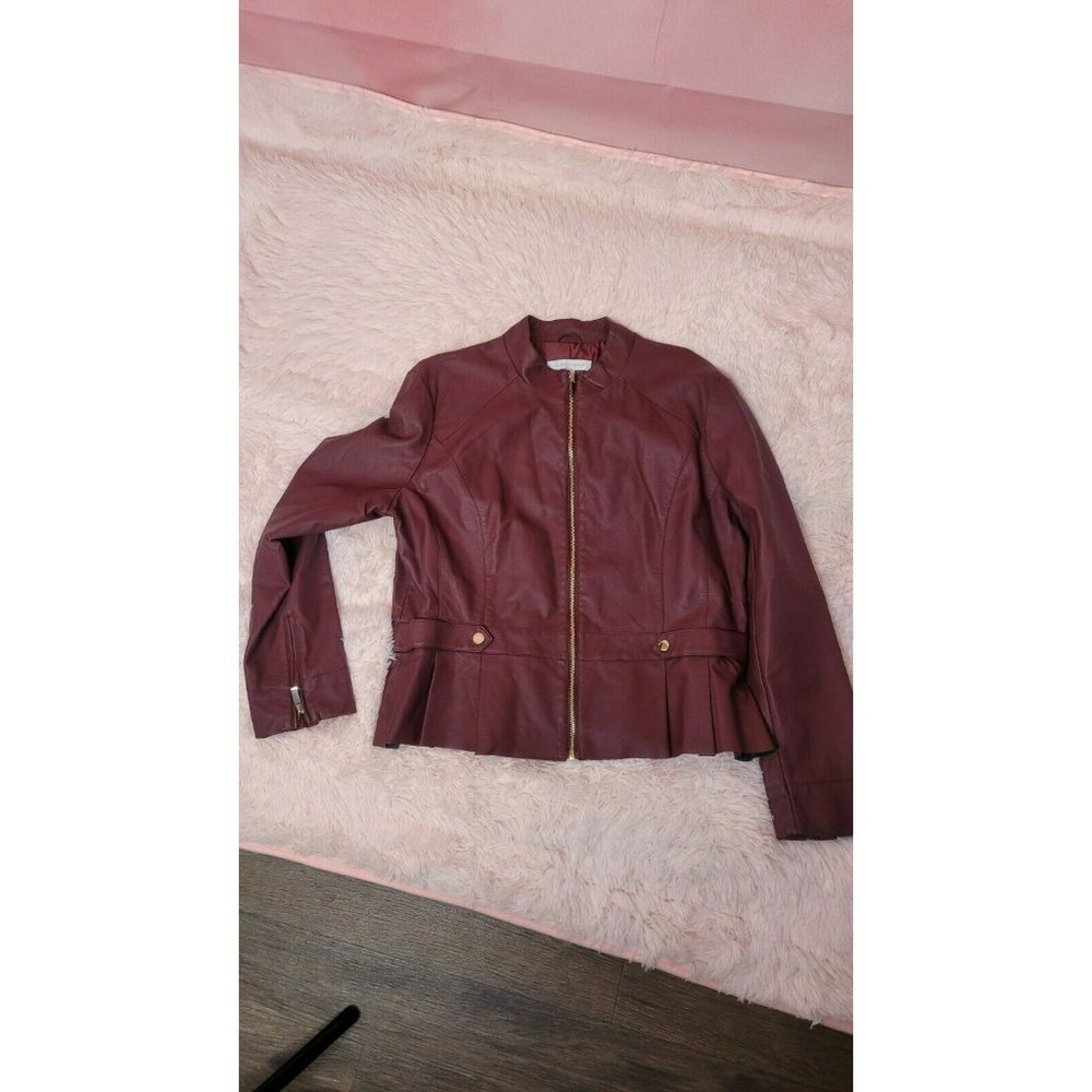 NWT New Womens New York & Co Burgundy Red  Full Zip Jacket Size XXL
